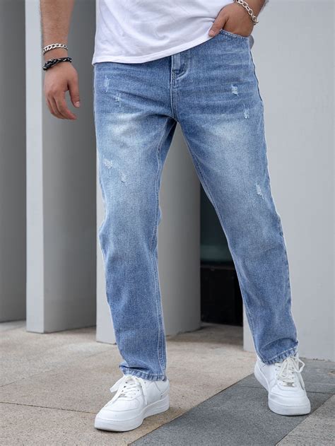 Men Bleach Wash Cat Scratch Jeans Straight Leg Jeans Men Jeans Outfit Men Denim Wash Men