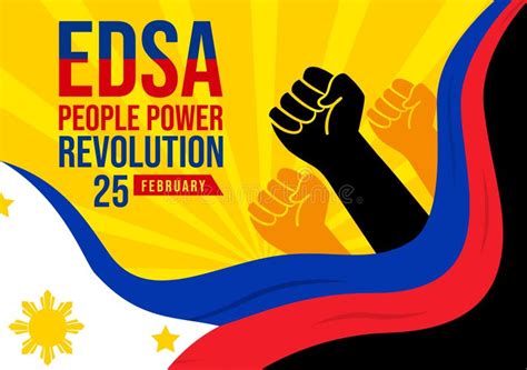 Edsa People Power Revolution Anniversary Of Philippine Vector