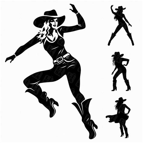 Western Cowgirl Svg Dxf Png Vector Dancing Cowgirl Svg Etsy Girl