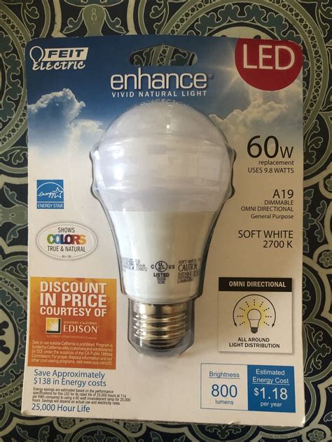 Feit Electric Enhance A E Medium Led Bulb K Watt Equal