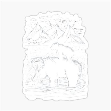 Pegatina Familia De Osos En El Diseño De La Naturaleza De