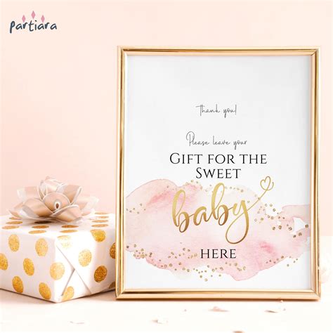 Diy Baby Shower Gift Table Sign Editable Template Girl Blush Etsy