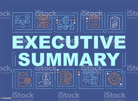 Executive Summary Word Concepts Dark Blue Banner Stock Illustration