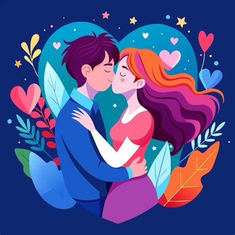 Premium Vector Kissing Couple Love Illustration