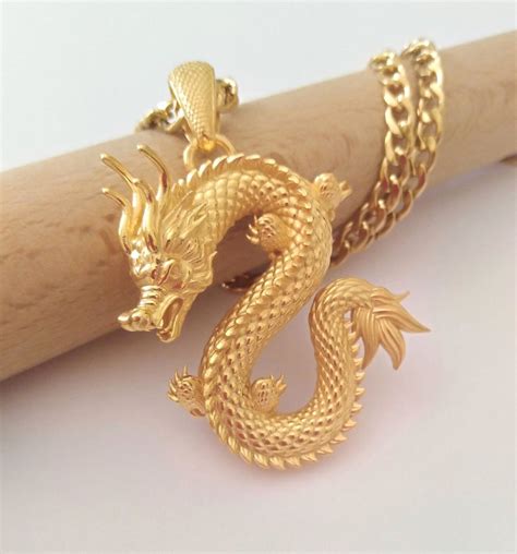 Gold Dragon Pendant Silver Chinese Dragon Necklace Men S Sterling