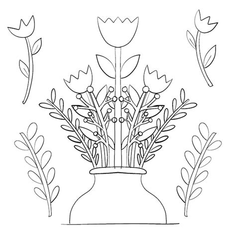 Vasos De Flores Para Colorir PSD Premium