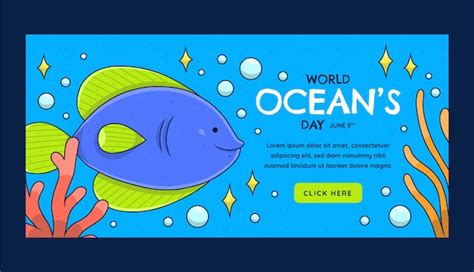 Free Vector Hand Drawn World Oceans Day Vertical Poster Template