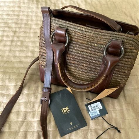 Frye Bags Frye Woven Rattan Satchel With Dark Brown Leather Trim