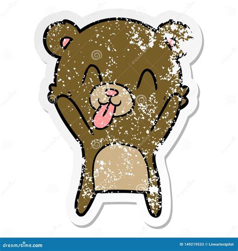 Etiqueta Afligida De Um Urso Rude Dos Desenhos Animados Ilustra O Do