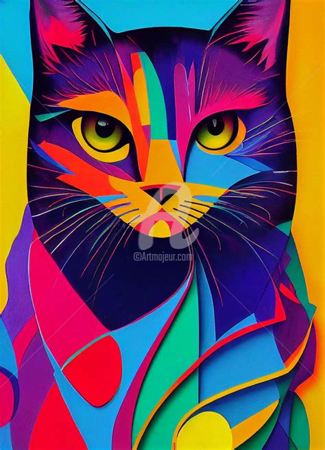 O Felino Abstrato Artes Digitais Por Rodrigo Teixeira Artmajeur