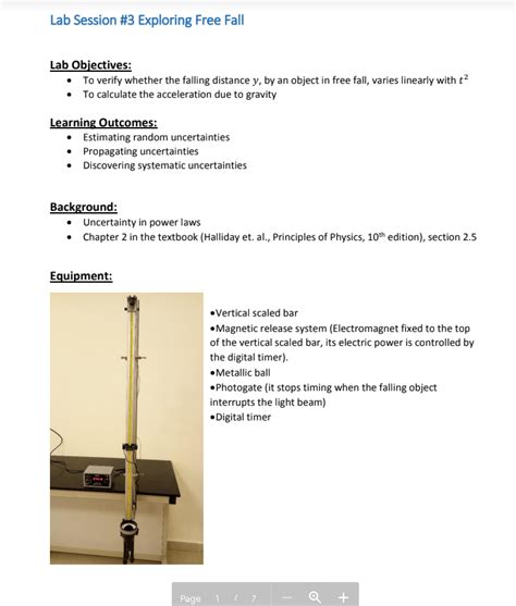 Free Fall Physics Lab