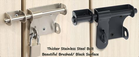 Sayayo Slide Bolt Door Lock Stainless Steel Gate Latch Black Thickened