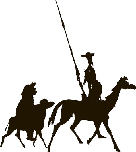 Don Quixote And Sancho Panza Ink Sketch The Characters Of Cervantes