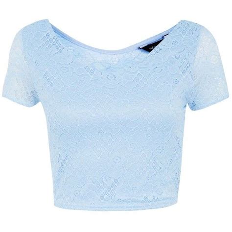 Light Blue Floral Lace V Neck Short Sleeve Crop Top And Other Apparel