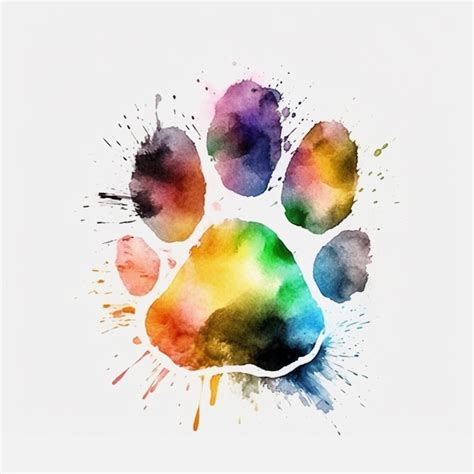 Premium Photo | A colorful paw print with a rainbow colored background.