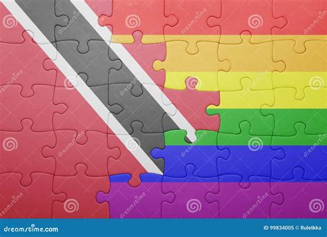 Puzzle With The National Flag Of Trinidad And Tobago And Gay Flag Stock Image Image Of