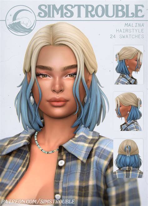 Malina Hairstyle 3 Versions By Simstrouble Simstrouble In 2024