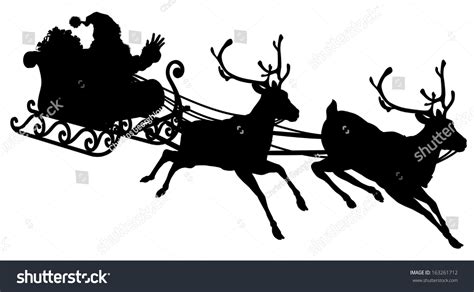 Santa Claus Sleigh Silhouette Vector Silhouette Image Of Santa Claus Riding A Sleigh With