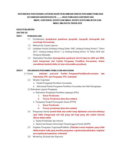 Format Laporan Akhir Panwaslu Kecamatan