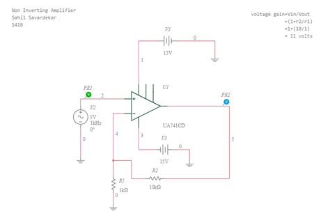 Non Inverting Amplifier Multisim Live