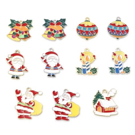 Seasons Zinc Based Alloy Christmas Charms Multicolor Enamel