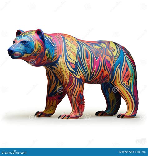 Colorful Bear with Abstract Patterns on a White Background Stock ...