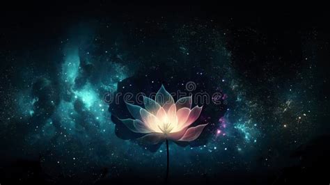 Beautiful Lotus Flower In Cosmic Space Generative Ai Stock