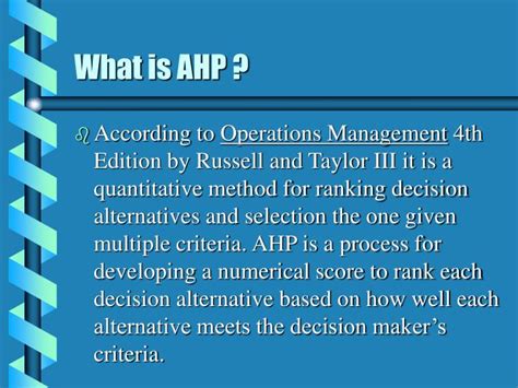 Ppt Analytical Hierarchy Process Ahp Powerpoint Presentation Id