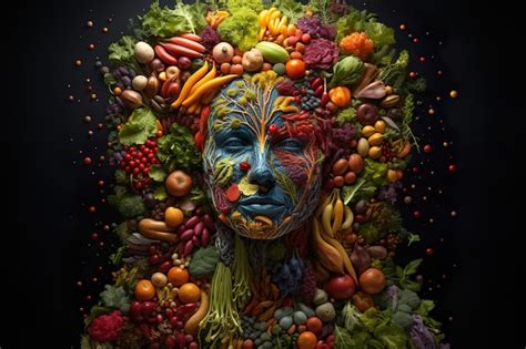 Premium Photo Human Portrait Made By Fruits And Vegetables Healthy