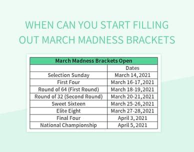 When Can You Start Filling Out March Madness Brackets Excel Template