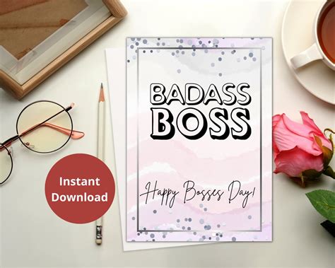 Boss Lady Card Badass Boss Digital Card Badass Boss Lady She E O Girl Boss Folded Card Funny