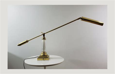 Vintage Brass Piano Lamp Table Lamp Fluorescent 1970s 1980s Version Long Arm With