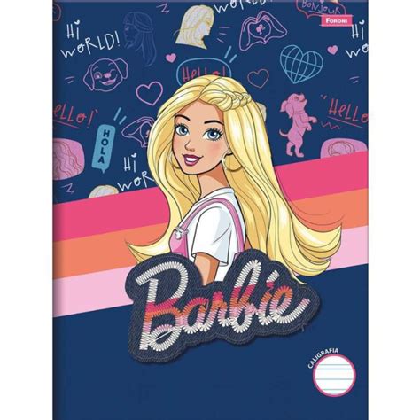 Caderno Caligrafia Brochura Univ Fls Capa Dura Barbie Foroni