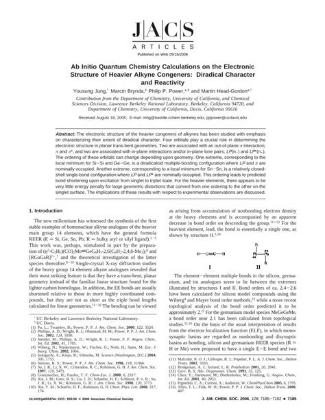 PDF Ab Initio Quantum Chemistry Calculations On The Electronic