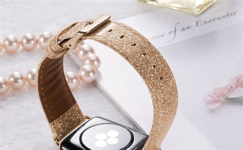 Amazon Aladrs Bling Leather Strap Compatible For Apple Watch Band