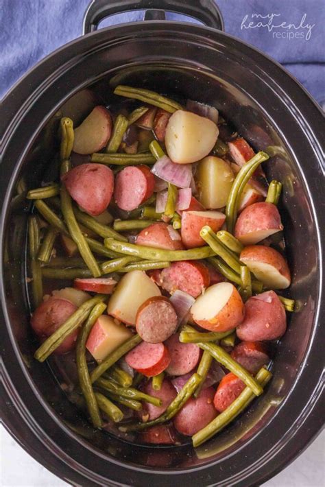 Crockpot Kielbasa Green Beans And Potato Meal My Heavenly Recipes