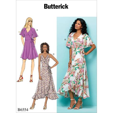 Misses Wrap Dresses Butterick Sewing Pattern 6554 In 2020 Wrap Dress Pattern Sewing Dresses