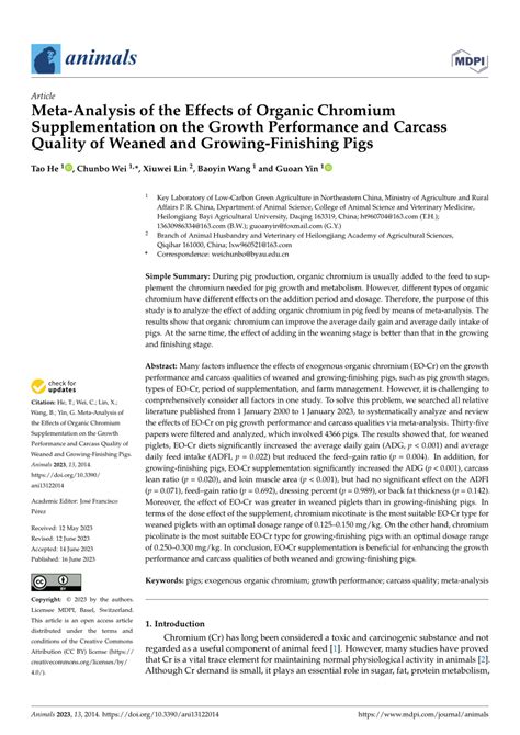 PDF Meta Analysis Of The Effects Of Organic Chromium Supplementation