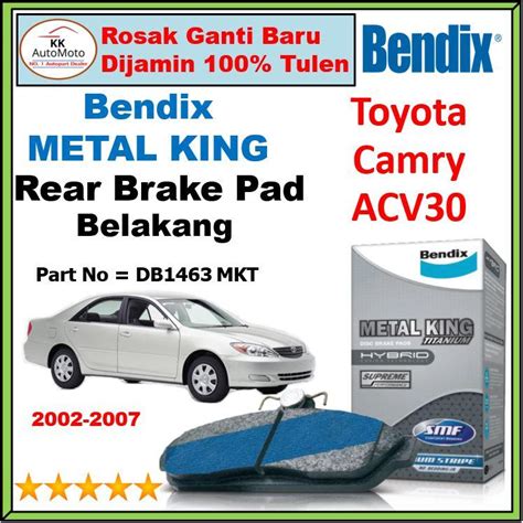 1 Set X Bendix Metal King Rear Brake Pad Toyota Camry ACV30 2002 2007