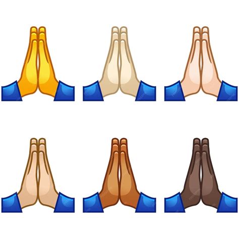 Premium Vector | Emotional pray high five emoji hand set of various ...