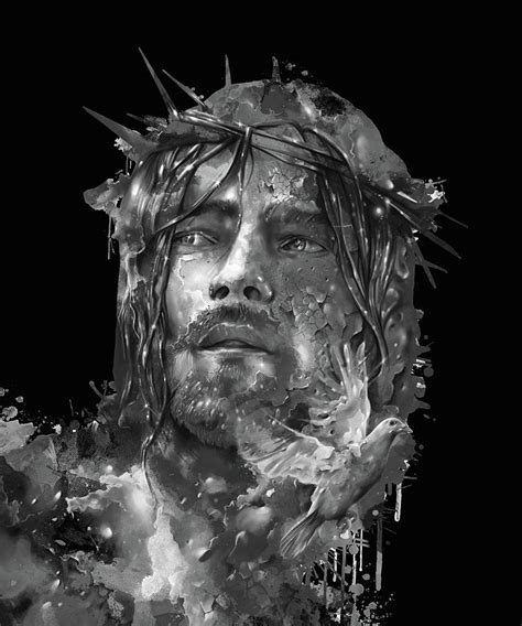 Jesus Portrait Black Digital Art By Bekim M Fine Art America