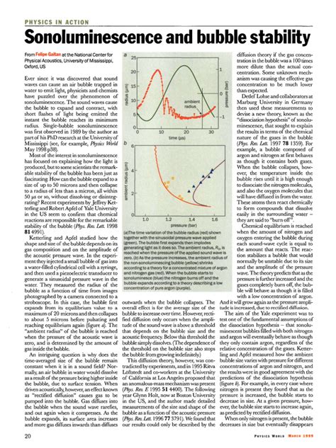 (PDF) Sonoluminescence and bubble stability