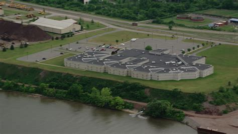 K Stock Footage Aerial Video Orbiting Beaver County Jail Aliquippa