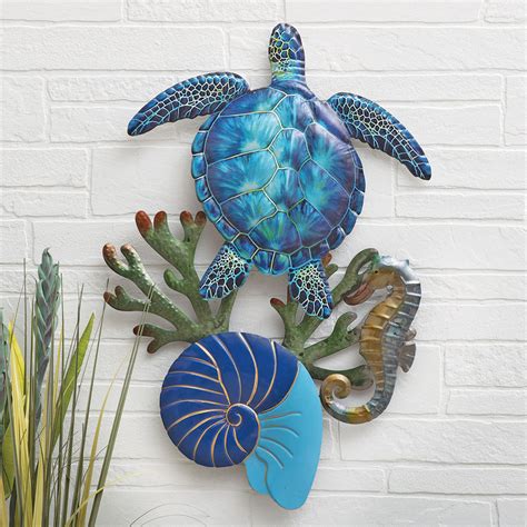 Coastal Sea Life Metal Wall Art Bella Coastal Decor