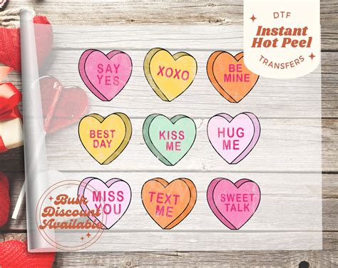 Ready To Press DTF Transfers Valentine Hearts Pastel Iron On Transfers