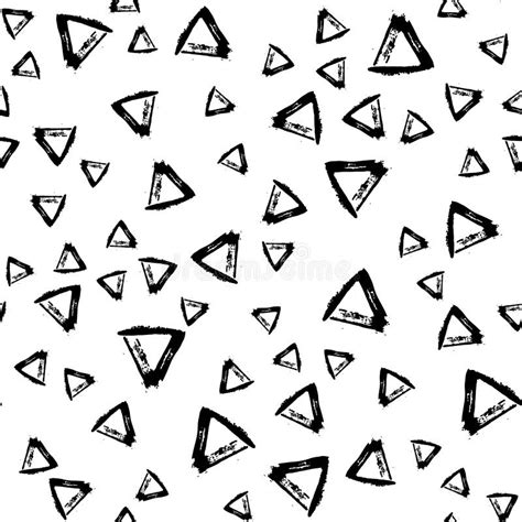 Vector Seamless Pattern With Brush Stripes And Triangle Black Color On