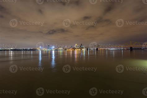 View On Bridges Over The Ohio River In Louisville At Night 17514964