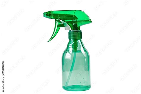 Green Plastic Spray Bottle Isolated On White Transparent Background