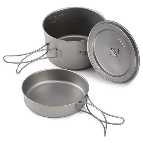 Lixada 2 Stuks Camping Pannenset Titanium Pot Pan Grandado