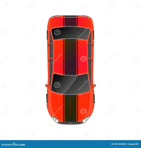 Top View Of Realistic Glossy Red Sport Car On White Stock Vector